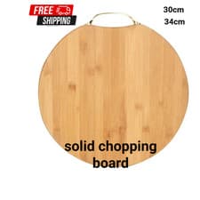 Image of Round bamboo Wooden Chopping Board with Handle Serving Cutting Kitchen Board uk
