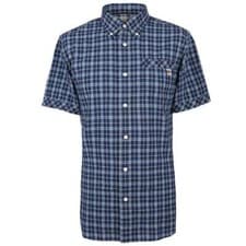 Image of Pretty Green Classic Fit Check Shirt Short Sleeve Navy BNWT RRP £65