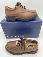 Image of NIB Dockers Men Moc Toe Derby Oxfords Glacier Size US 8 W Dark Tan Leather