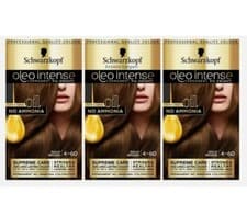 Image of 3x Schwarzkopf Oleo Intense Permanent Hair Colour 4-60 Gold Brown