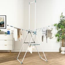 Image of Clothes Airer X Wing Dryer Rack with Hanging Rail Folding Large Indoor Outdoor