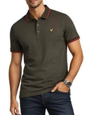 Image of Lyle & Scott Tipped Polo Shirt Soft Black/Cherry Red