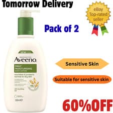 Image of 2x 500ml each Aveeno Daily Moisturising Body Lotion Dry Sensitive Skin