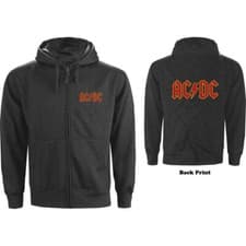 Image of AC/DC 'Logo' Charcoal Grey Zip Hoodie - NEW