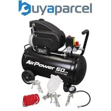 Image of Sealey SAC5020APK 50L Direct Drive Air Compressor 2hp with 4pc Air Accessory Kit