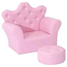 Image of Children Kids Sofa Set Armchair Chair Seat With Free Footstool PU Leather Pink
