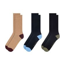 Image of Ted Baker 3 Pack Crew Socks – Cotton Blend, Beige / Navy / Black