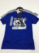 Image of Adidas Toddler Boys 2 Piece Set Crew Neck Tshirt in Blue and Grey 3T