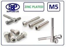 Image of M5 Cap Head Socket Screw Allen Bolt Steel Grade 12.9 Zinc Plated DIN912 5MM/5mm
