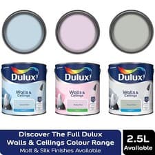 Image of Dulux Walls & Ceilings Paint, All Shades, Matt or Silk Emulsion Finish, 2.5L