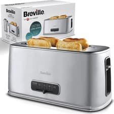 Image of Breville Edge Silver 4-Slice Toaster with Extra Long Slots and High-Lift |... 