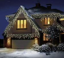 Image of Premier 720 LED Snowing Icicle Christmas Warm White Lights with Timer New