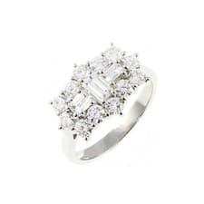 Image of 18ct White Gold Natural Diamond Round & Baguette Cluster Ring 0.50ct GVS