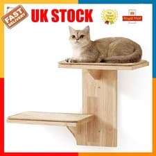 Image of Cat Wall Shelves, 2 Platform Pet Kitten Wall Furniture, Tree Shape Wall-Mounted