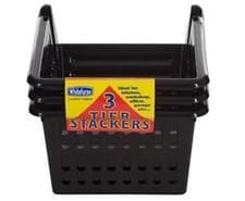 Image of Set of 3 Stacking Basket Multi Storage Solution Unit Plastic Rack Home Office