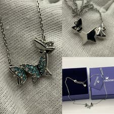 Image of swarovski Lilia necklace Butterfly, Blue, Rhodium plated RRP £89.00