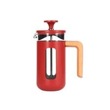 Image of La Cafetiere Pisa Red Cafetiere with Wooden Handle - 3 Cup