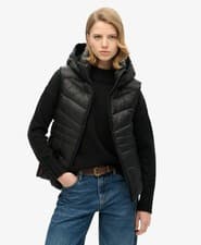 Image of Superdry Womens Hooded Fuji Quilt Padded Gilet