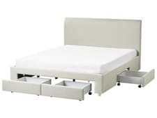 Image of Bed with Storage Drawers Fabric SOUTRIN 160 x 200 cm (EU King Size) Beige