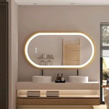 Image of LUVODI Bathroom Mirror with LED Light: 1200x600mm Oval Illuminated Wall Mirror