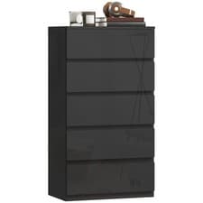 Image of HOMCOM Bedroom Chest of Drawers, 5 Drawers Dresser, Drawer Unit, Black