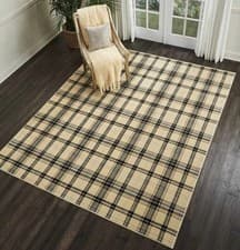 Image of NOURISON HOME AREA RUG NOURISON GRAFIX 5'3" X 7'3" CREAM BLACK RUSTIC INDOOR RUG