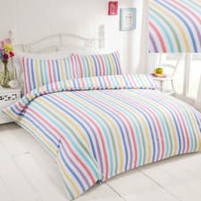 Image of Candy Stripe Brushed Cotton Bedding Sets Duvet Cover Set OR Sheets Flannelette