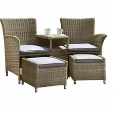 Image of Rattan Outdoor Garden Furniture Set - Sofa, Chair, Coffee Table & Footstool