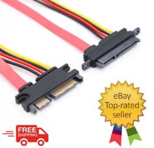 Image of 30cm Male to Female 7+15 Pin Serial ATA SATA Data power extension Cable 22Pin