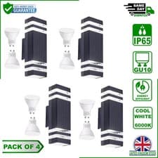 Image of Outdoor LED Wall Light Up Down GU10 Waterproof Exterior Lamp Mains Powered Black