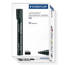 Image of Staedtler Lumocolor Permanent Marker 350-9 Chisel Tip Black Box of 10