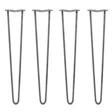Image of 4 x Hairpin Legs / Hair Pin Set Furniture Desk Table 28" 2 Prong 12mm Raw Steel