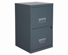 Image of 2 DRAWER 'PIERRE HENRY' STEEL DARK GREY FILING CABINET A4 / NEW +FREE DEL 24h