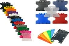 Image of Double Single Landscape Portrait Plastic Rigid ID Card Badge Holder FREE POSTAGE