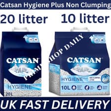 Image of Catsan Hygiene Plus Non Clumping Cat Litter 20L 10L  Odour Control Natural