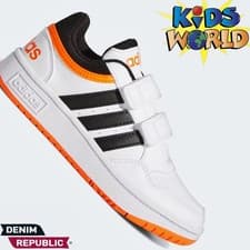 Image of ADIDAS Size UK 11.5k HOOPS 3.0 CF KIDS SHOES TRAINERS HOOK & LOOP VEL-CRO STRAP