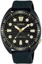 Image of Lorus Mens Sports Watch with Black Strap and Black Dial RH927LX9