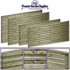 Image of Roma Single/Double Horizontal Slatted Modern Treated Garden Fence Panel 3 to 4ft