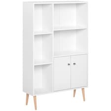 Image of HOMCOM Cabinet Shelves Bookcase Storage Unit Free Standing w/ Two Doors White