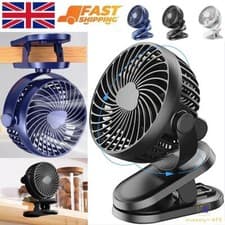 Image of Portable 3 Speeds USB Rechargeable Mini Cooling Fan Clip On Desk Baby Stroller~