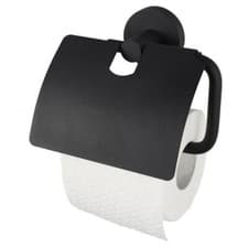 Image of Haceka Kosmos Toilet Roll Holder with Cover Plate, Matte Black