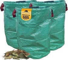 Image of Garden Bags with Handles Heavy Duty Waste Bag Green Rubbish Sack Large Storage