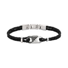 Image of Emporio Armani Mens Bracelet EGS3171040 Leather Black