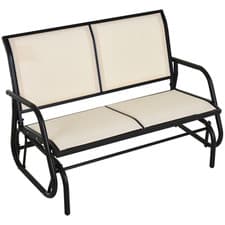 Image of Outsunny 2-Person Patio Glider Bench Gliding Chair Loveseat with Armrest Beige