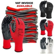 Image of 24 Pairs PREMIUM NITRILE COATED Red Nylon Work Gloves Builders Gardening Grip