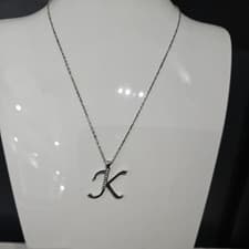 Image of 925 Sterling Silver Letter K Name Initial Necklace 17-19 Inch Adjustable