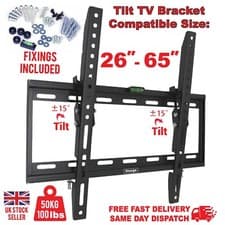 Image of TV Wall Bracket Mount TILT For 26 32 40 50 55 Upto 65 Inch Flat LCD LED QLED TVs