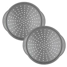 Image of Salter Pizza Pan Tray 2 Pack Non-Stick with Handles Perforated Crisper Base 37cm