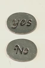 Image of Basic Spirit Canada Handcrafted Oval Pewter Token Charm Flip Coin "YES" or "NO"
