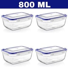 Image of 4 x 800ML Airtight Food Storage Containers Boxes Container Clip Seal Lock Lids